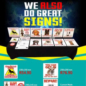 Signs assorted size 290mm x 145mm