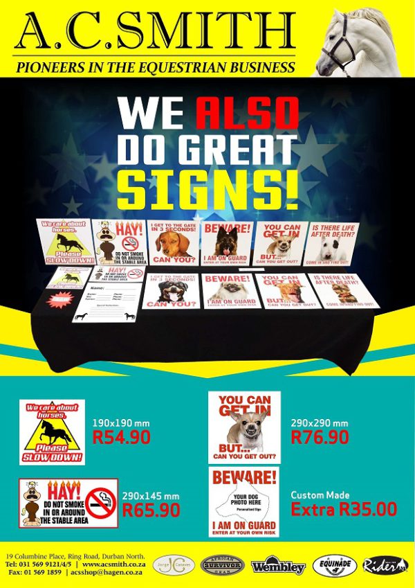 Signs assorted size 290mm x 145mm